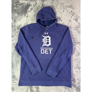 Y2K Under Armour‎ Detroit Tigers MLB Hoodie L Blue Pullover Fleece